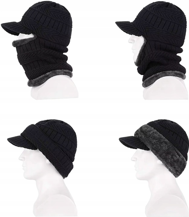 CZAPKA Z DASZKIEM UNIWERSALNA DWUWARSTWOWA GRUBA CIEPŁA KOMINIARKA ZIMOWA