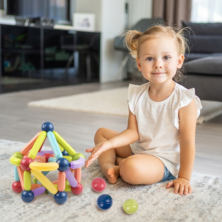 KLOCKI MAGNETYCZNE KONSTRUKCYJNE EDUKACYJNE DUŻY ZESTAW 120 ELEMENTÓW