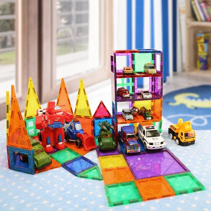 DUŻE KLOCKI MAGNETYCZNE KONSTRUKCYJNE 3D EDUKACYJNE DLA DZIECI 45 elementów