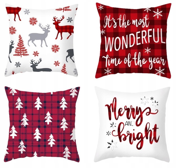 4x ZESTAW POSZEWKA NA PODUSZKĘ ŚWIĄTECZNA POSZEWKI ŚWIĄTECZNE Święta 40X40