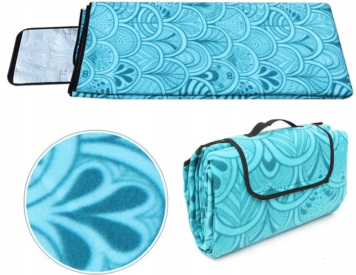 Koc Piknikowy z Uchwytem Izolacja Folia Termiczna Plażowy Mata 200x200cm