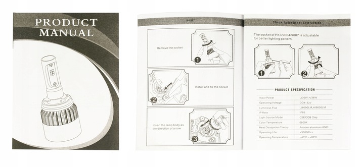 Żarówki LED H7 S2 72W COB MOCNE ZESTAW 16000 lm