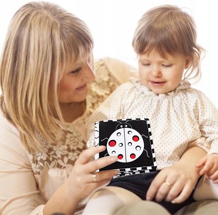 Czarno-biała, kontrastowa, miękka książka dla dzieci w wieku 0-12 miesięcy,