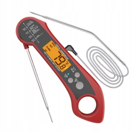 Termometr Kuchenny Skladany -50°C do 300°C 2x Sondy Stal-304 LCD Alarm IPX7