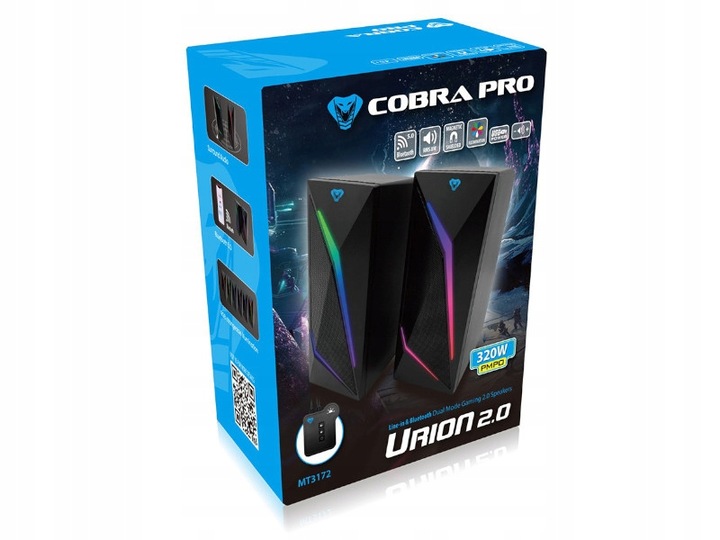 Gamingowe głośniki 2.0 COBRA PRO URION 8W MT3172 PODŚW. RGB MODUŁ STERUJĄCY
