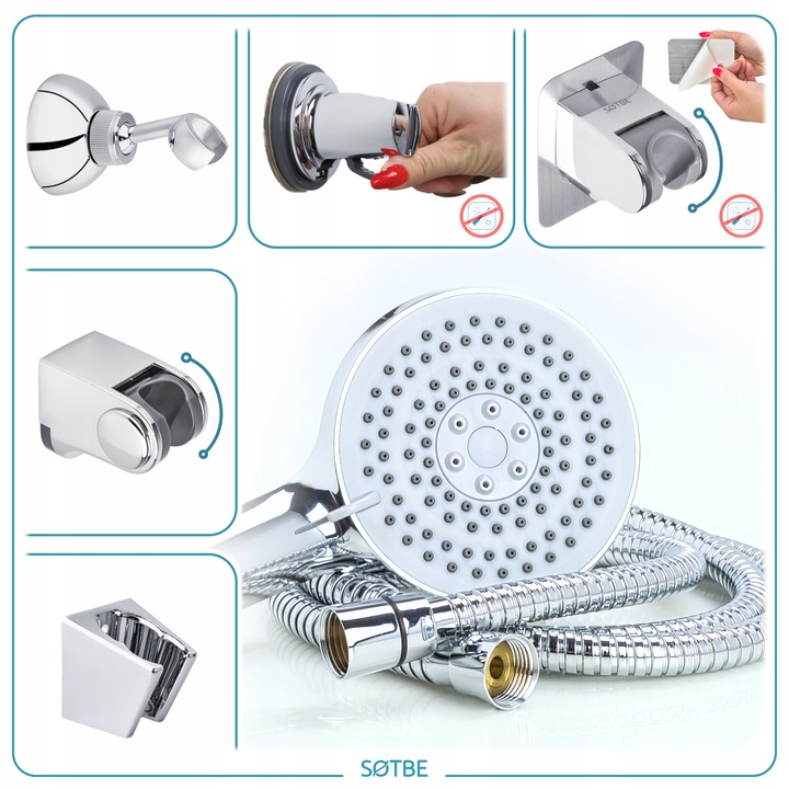 Wodooszczędna słuchawka prysznicowa 5 zakresowa wielofunkcyjna anti-calc