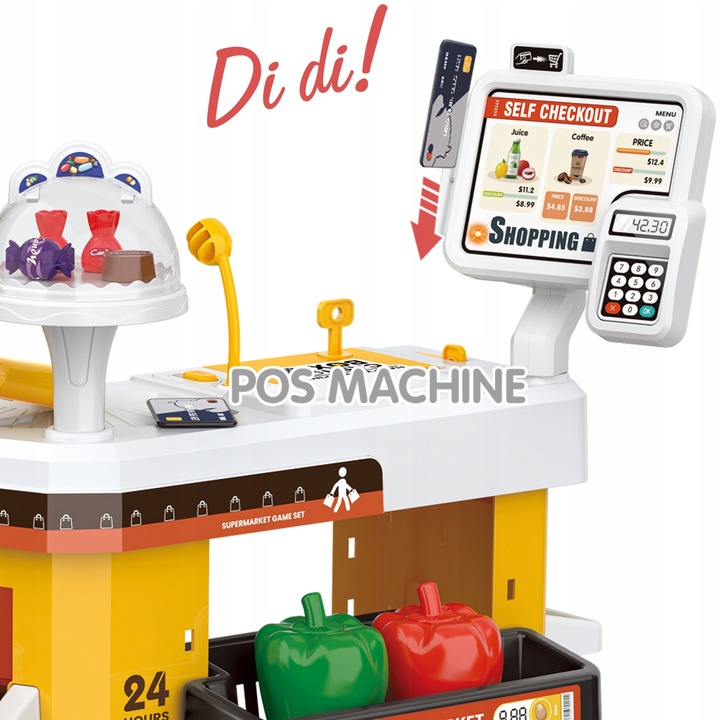 SUPERMARKET SKLEP OBROTOWA KASA dla Dzieci LODÓWKA KOSZYK MATADI