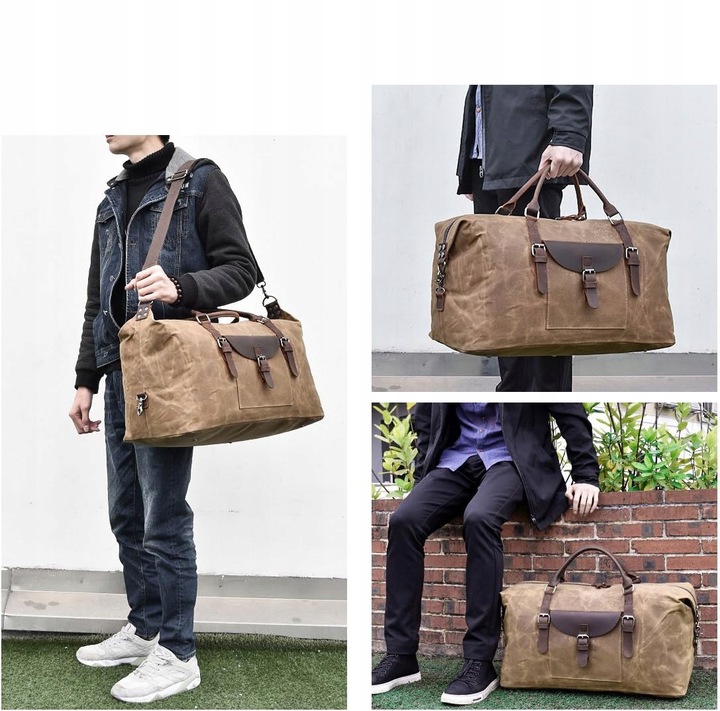 Duża pojemna torba podróżna paskiem na ramię Turystyczna Pojemna 54x27x32cm