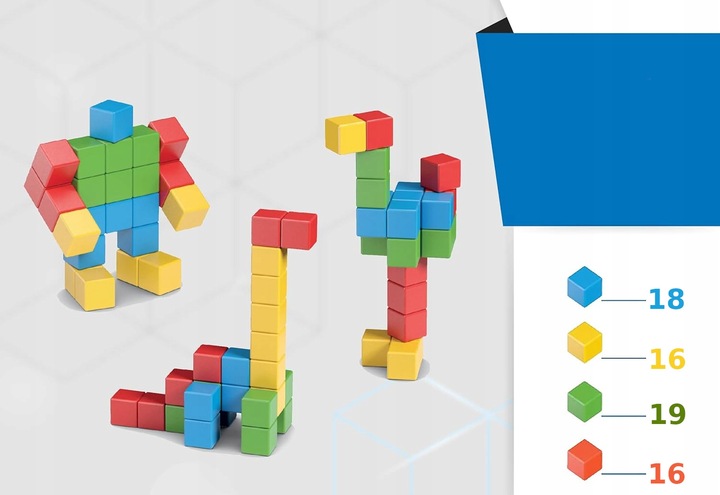 Kolorowe klocki magnetyczne kostki edukacyjne układanka 3d 69 elementów