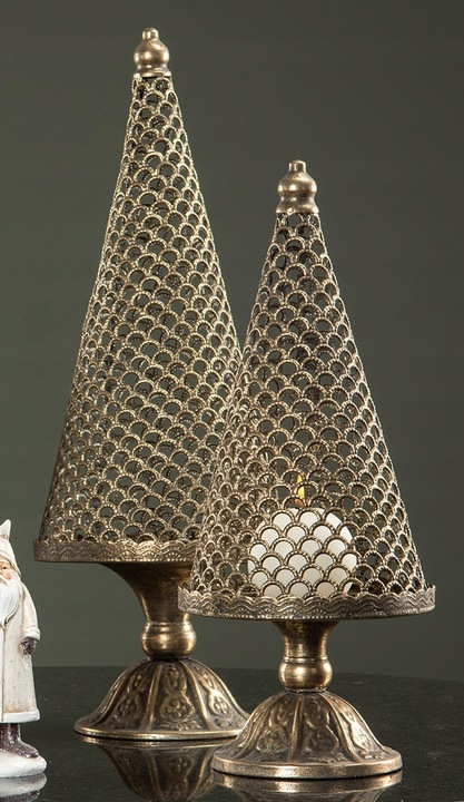 FIGURKA CHOINKA ZŁOTA ŚWIĄTECZNA 2 szt. ozdoba dekoracja na święta prezent