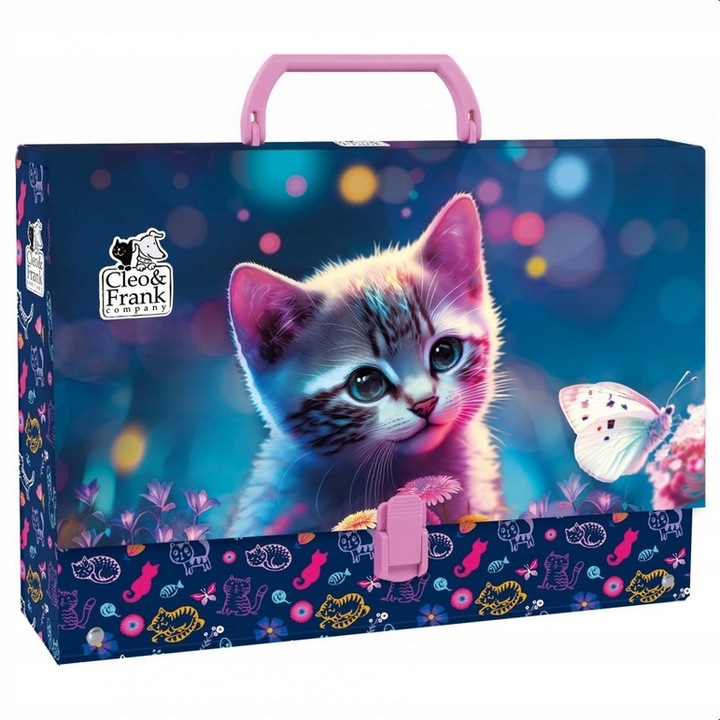 TECZKA SZKOLNA Z RĄCZKĄ GRUBA XL A4 Cleo & Frank Kotek