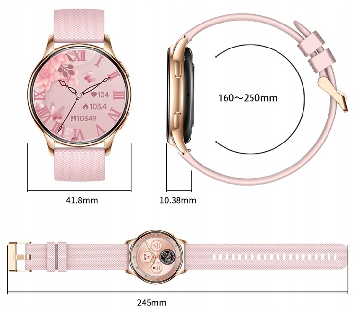 SMARTWATCH DAMSKI ZEGAREK AMOLED MENU PL ROZMOWY 2 PASKI + SŁUCHAWKI GRATIS