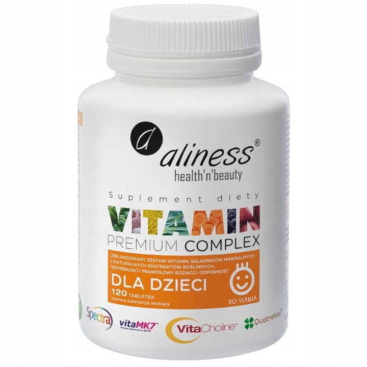 Aliness Premium Vitamin Complex dla dzieci - 120 tabletek do ssania