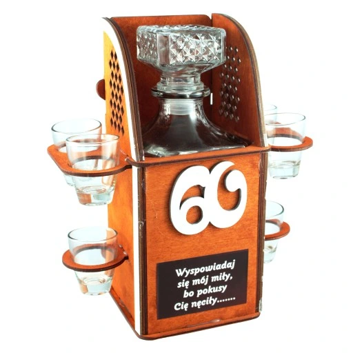 Karafka na alkohol 6 kieliszków kieliszki prezent URODZINY 18-99 WZORY