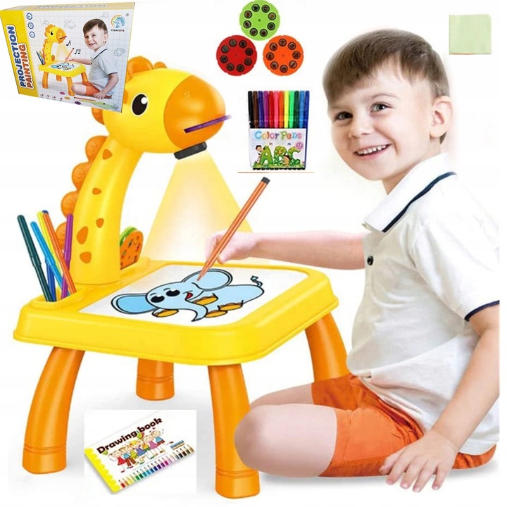 Projektor Rzutnik do Rysowania Slajdy Mazaki NÓŻKI ŻYRAFA MUZYKA DŹWIĘKI