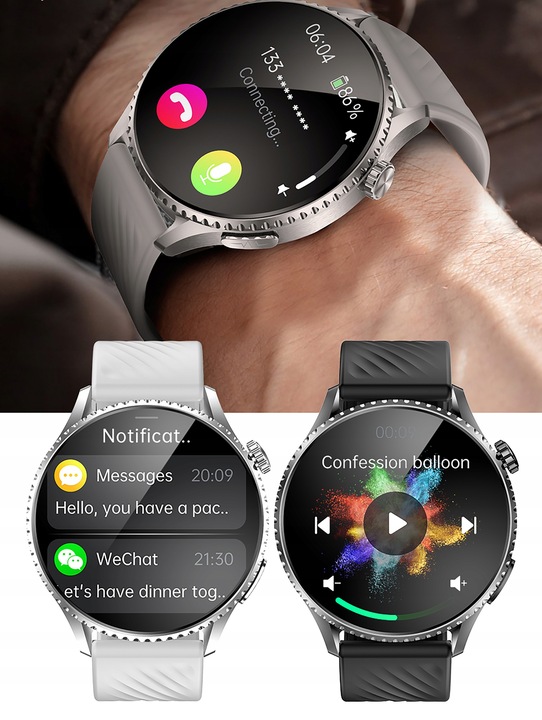 ZEGAREK MĘSKI SMARTWATCH AMOLED EKG DO ROZMÓW GLUKOZA CIŚNIENIE 440 MENU PL