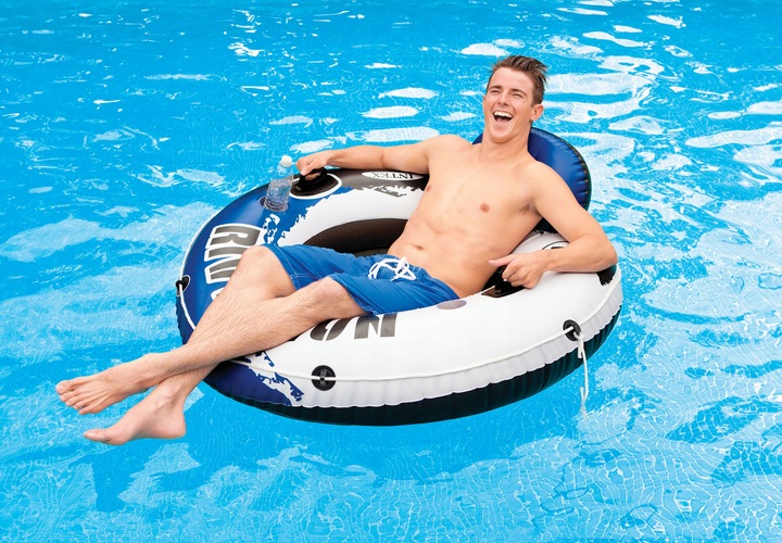SUPER RELAX DUŻE MOCNE KOŁO Z SIATKĄ DO PŁYWANIA RIVER RUN 135c INTEX 58825