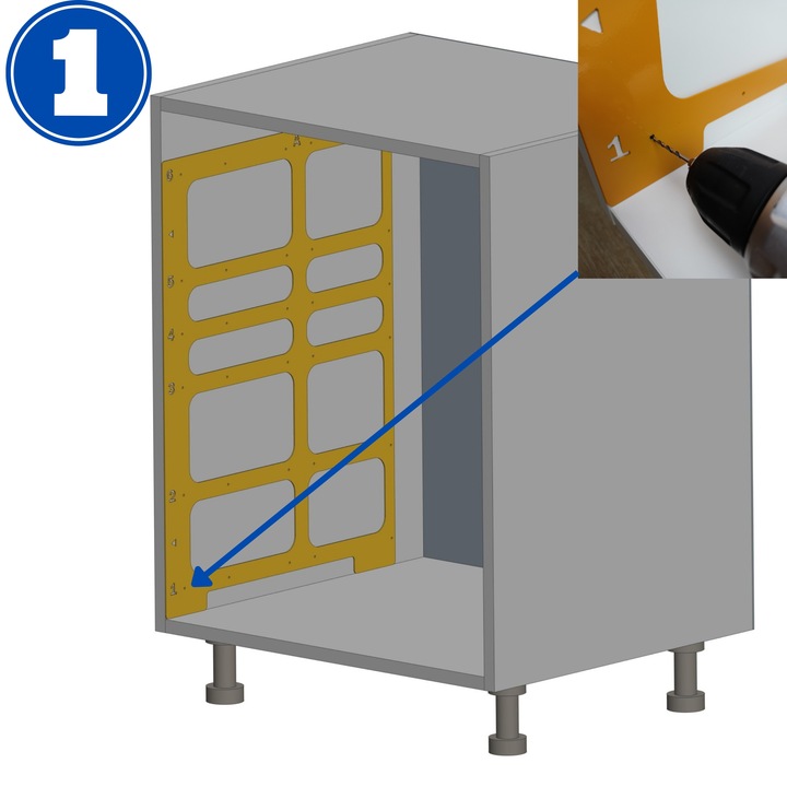 Szablon do montażu szuflad BLUM Tand GTV Modernbox