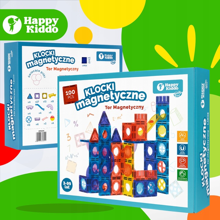 Klocki magnetyczne tor kulkowy kulodrom konstrukcyjne konstrukcyjne 100 ele