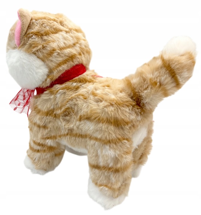 Kotek na smyczy interaktywny kot pluszowy chodzący kotek na baterie rudy sm