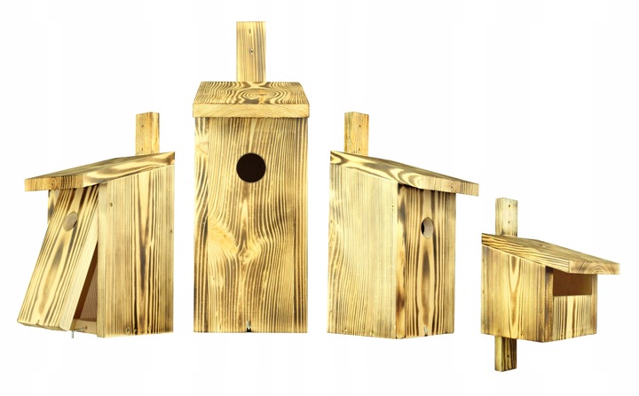 Budki lęgowe dla ptaków domki zestaw 4 typ A A1B P