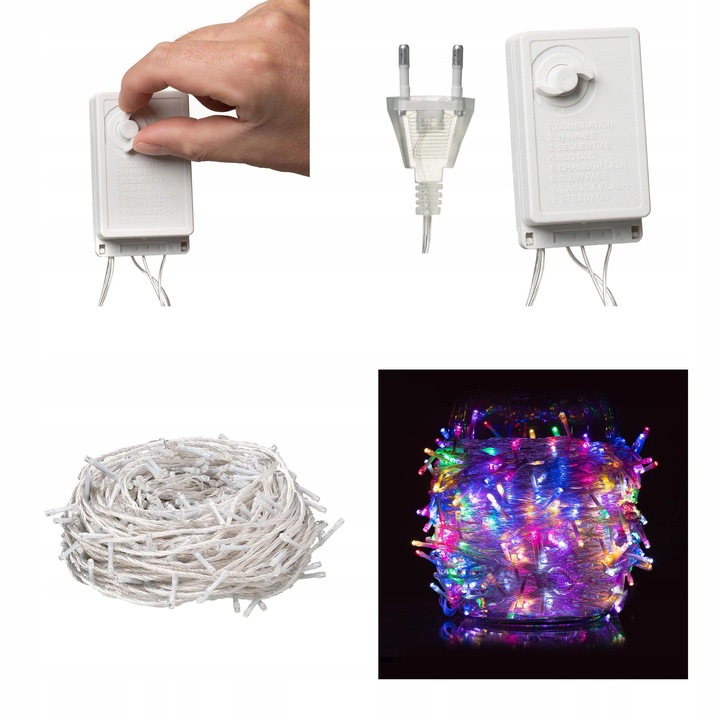 LAMPKI CHOINKOWE ZEWNĘTRZNE / WEWNĘTRZNE 188 LED 20m MULTIKOLOR WYTRZYMAŁE