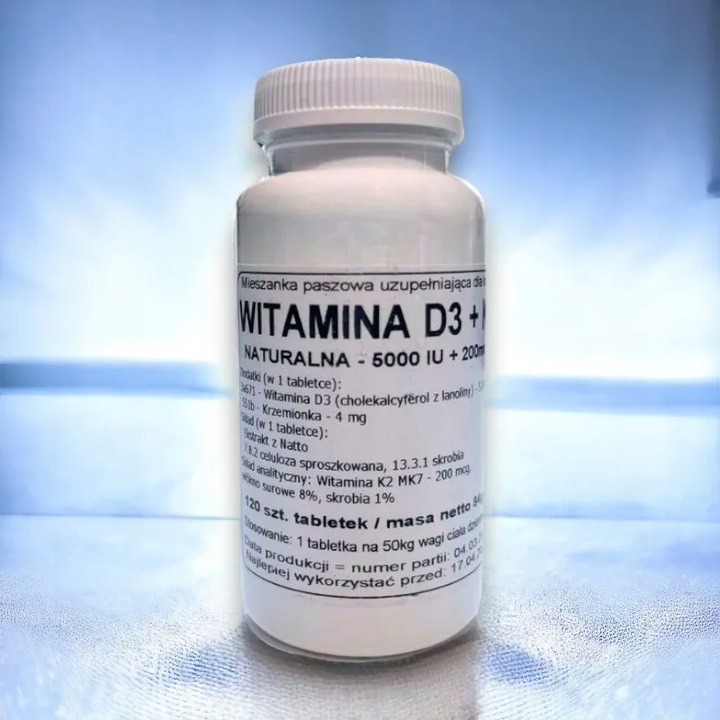 Podkowa Witamina D3 5000 IU + K2 MK7 120 tab. | Wsparcie Kości i Stawów