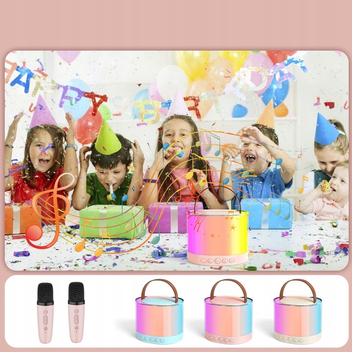 ZESTAW KARAOKE GŁOŚNIK BLUETOOTH 2 MIKROFONY USB MINI JACK NA IMPREZY