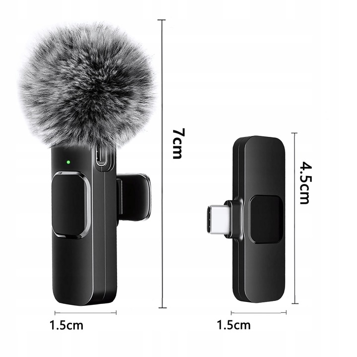 ZESTAW 2x MIKROFON KRAWATOWY BEZPRZEWODOWY USB C NA KLIPS USBC 2 MIKROFONY