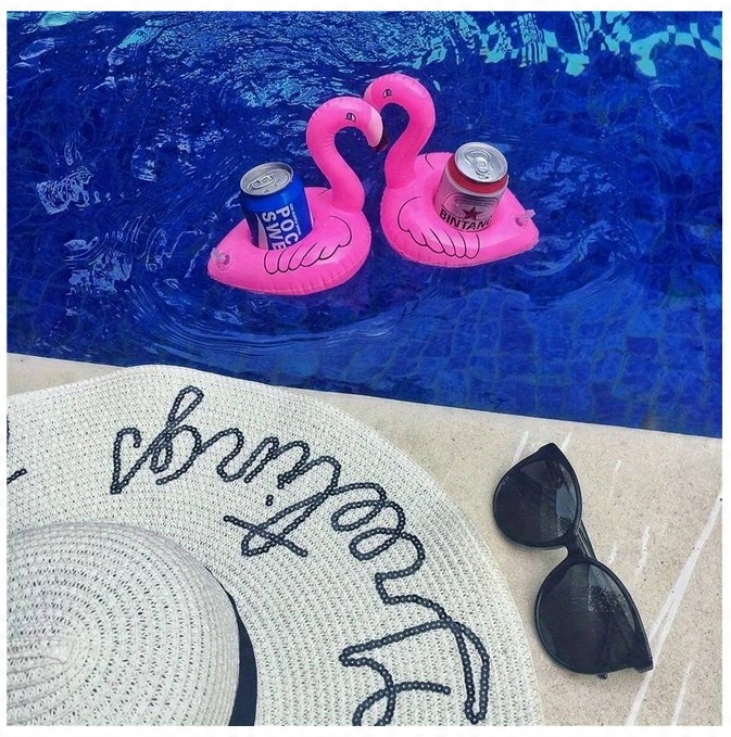 12 x DMUCHANY UCHWYT NA NAPOJE Podstawka Do Drinków FLAMING Podkładka BASEN