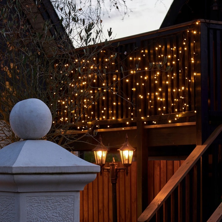 KURTYNA led 1 x 2 m światło białe ciepłe 240 led transparentny kabel TIMER