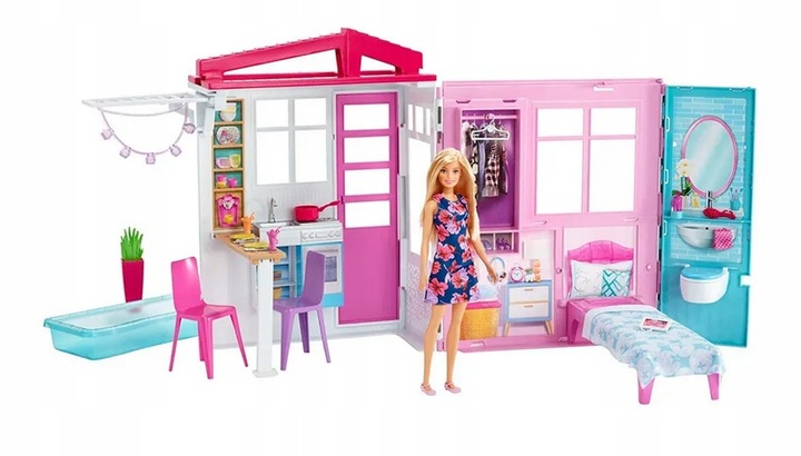 BARBIE DOMEK DLA LALEK DOMEK Z LALKĄ I AKCESORIAMI