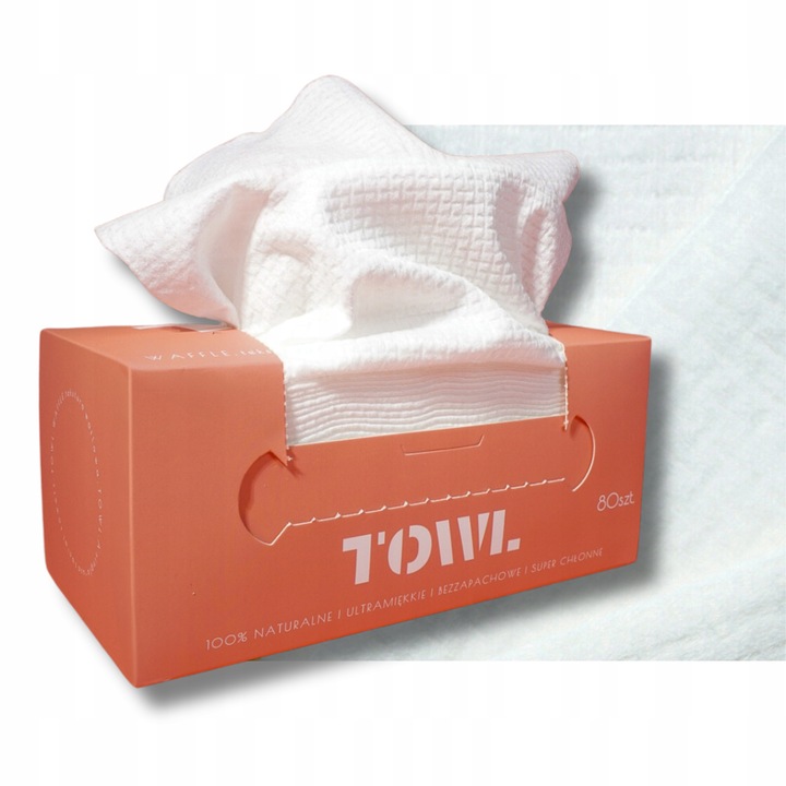 JEDNORAZOWE RĘCZNIKI DO TWARZY 80 szt. - TOWL WAFFLE