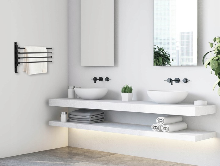 WIESZAK OBROTOWY ŁAZIENKOWY NA RĘCZNIKI ŚCIENNY CZARNY LOFT DO ŁAZIENKI