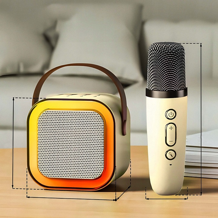 ZESTAW KARAOKE MIKROFON KARAOKE GŁOŚNIK BLUETOOTH RGB DWA MIKROFONY USB 2