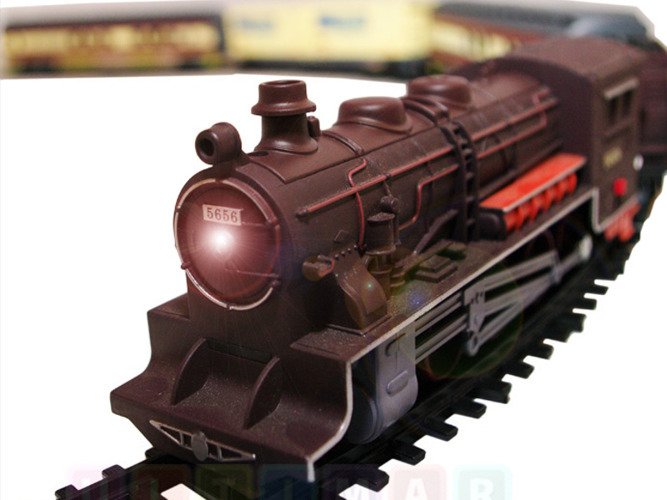 WIELKA KOLEJKA POCIĄG TORY 10 metrów LOKOMOTYWA LED 7 wagonów DRZEWKA PERON