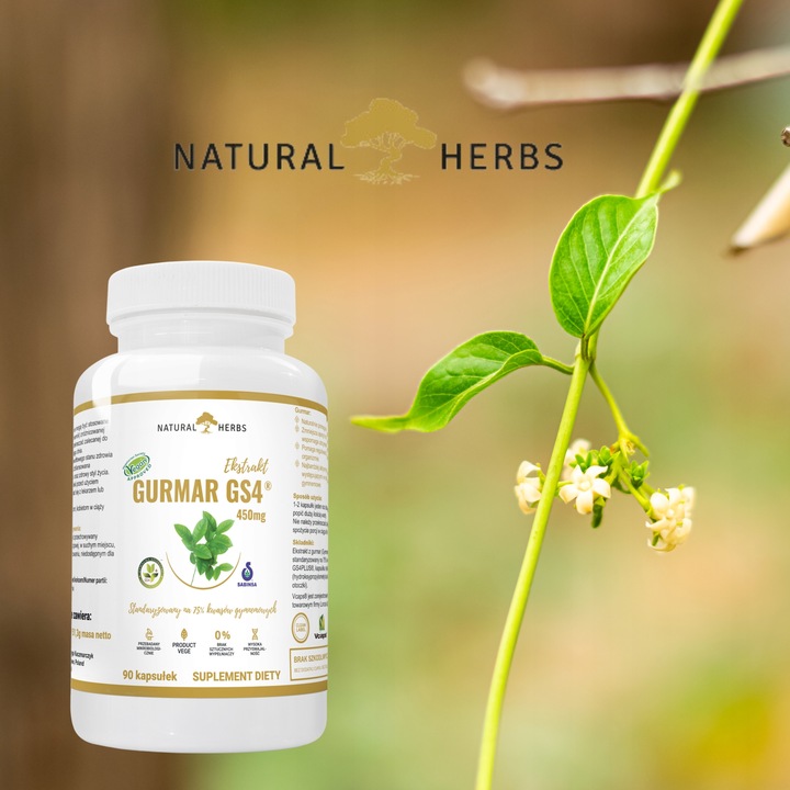 Gurmar GS4 75% kwasów gymnemowych Apetyt Cukier 90