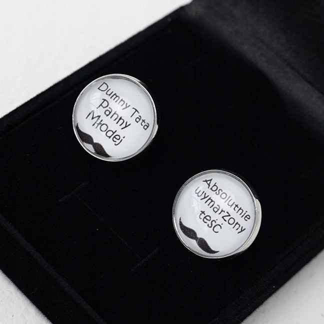 Spinki dla taty do mankietów w etui ślub prezent tata teść