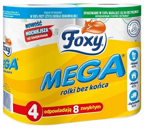 Papier Toaletowy FOXY MEGA dekorowany bezzapachowy 3 Warstwy Celuloza A'4