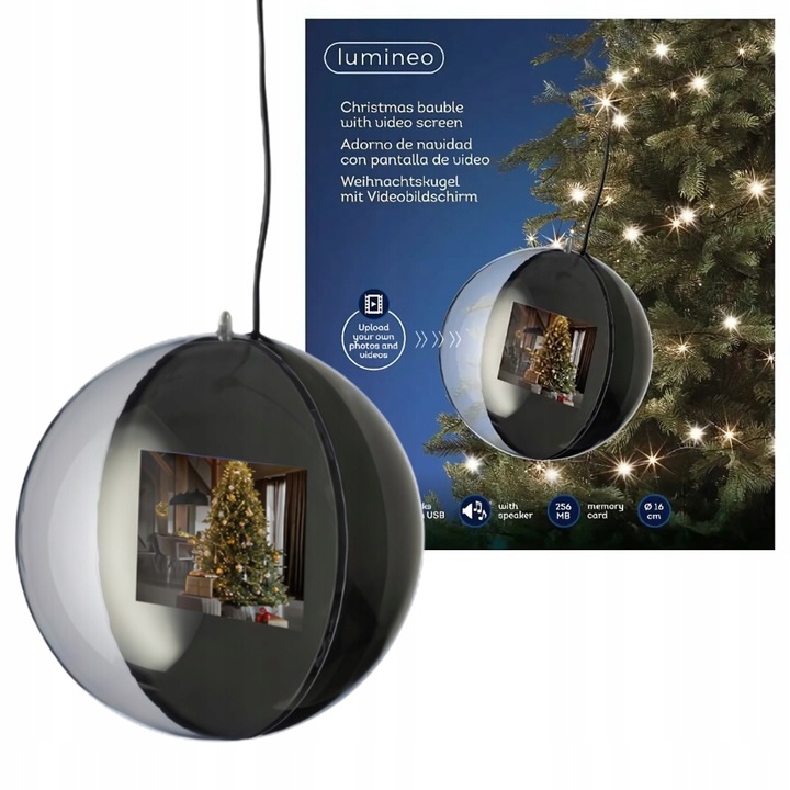 Bombka choinkowa LED Wyświetlająca TWOJE Zdjęcia FILM 15cm LEDowa