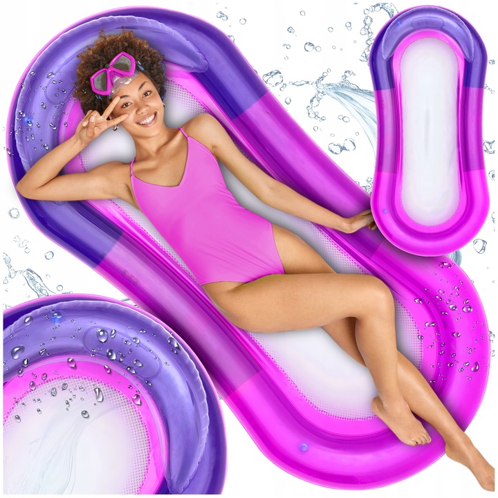 MATERAC DMUCHANY Z SIATKĄ DO PŁYWANIA LEŻAK PLAŻOWY NA BASEN HAMAK WODNY