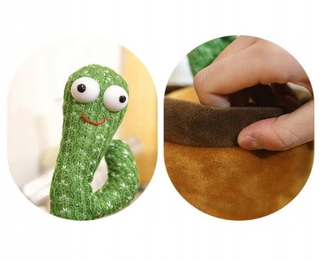 Śpiewający i Tańczący Kaktus Led 33cm Powtarza Słowa