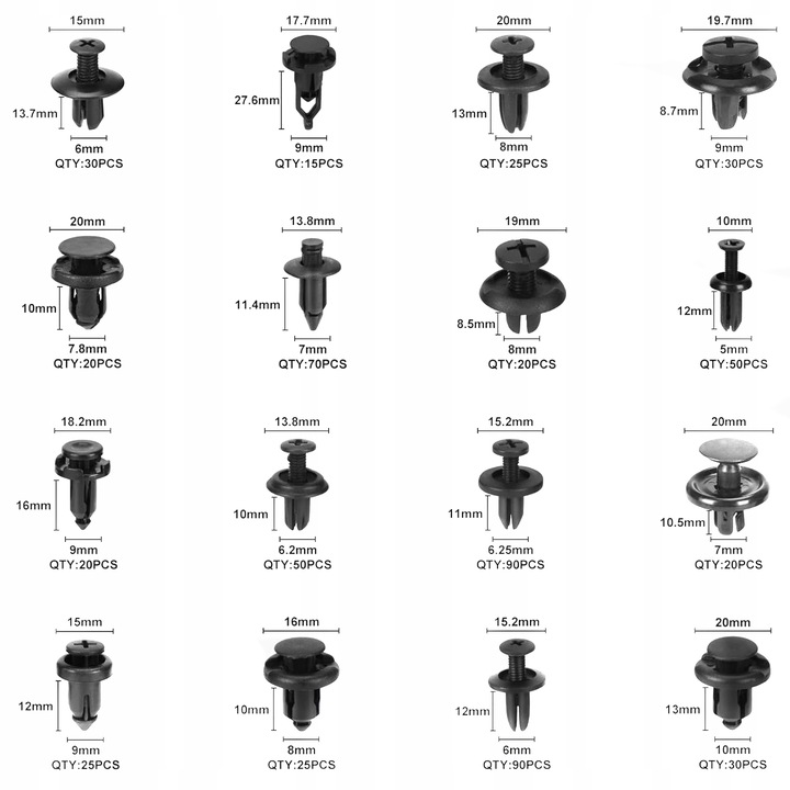 SPINKI KLIPSY KOŁKI SAMOCHODOWE DO TAPICERKI 620