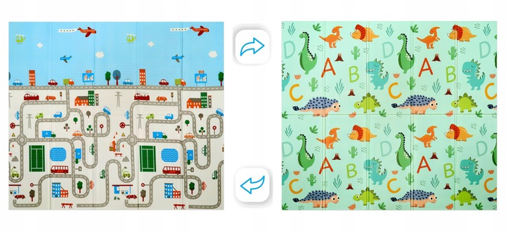 MATA PIANKOWA EDUKACYJNA DLA DZIECI DWUSTRONNA XPE SKŁADANA 180x200 MATADI