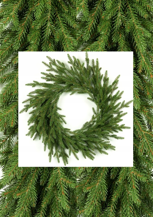 Wianek Świąteczny Świerk NATURA z JARZĘBINĄ 3D 100%PE 60 cm KOMINEK drzwi