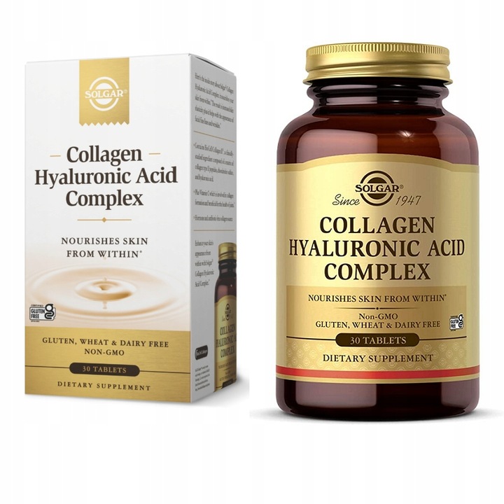 SOLGAR Collagen Hyaluronic Acid Complex 30t KOLAGEN KWAS HIALURONOWY WIT C