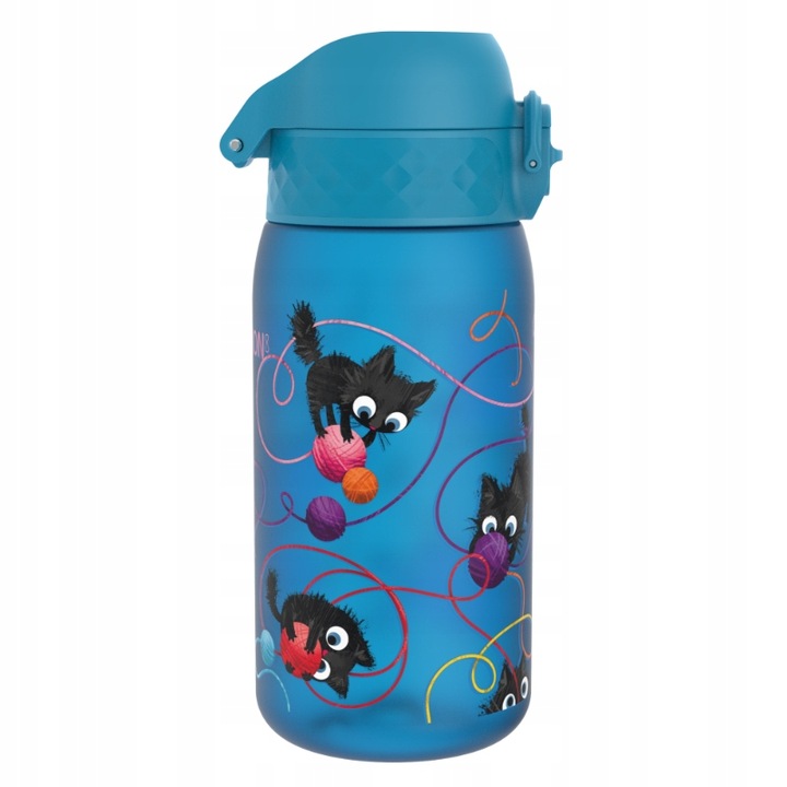 BUTELKA BIDON NA WODĘ DO SZKOŁY PRZEDSZKOLA NIEBIESKI KOTKI KOTY ION8 0,35