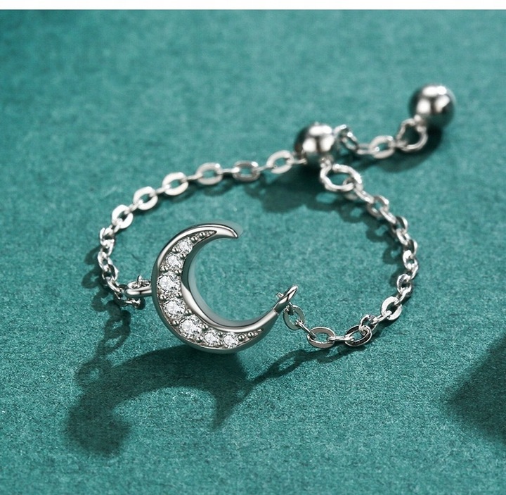 Fraise pierścionek regulowany księżyc S925 z cyrkoniami