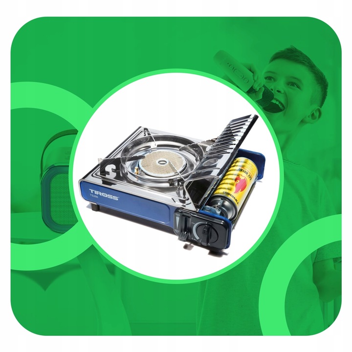 KUCHENKA TURYSTYCZNA TIROSS TS-266 SREBRNA 1650 W + 4 x BUTLE GAZOWE TS700