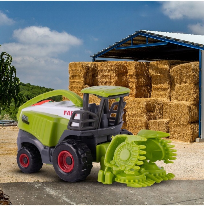 ZESTAW TRAKTOR CIĄGNIK KOMBAJN MASZYNY POJAZDY ROLNICZE ZWIERZĘTA PREZENT